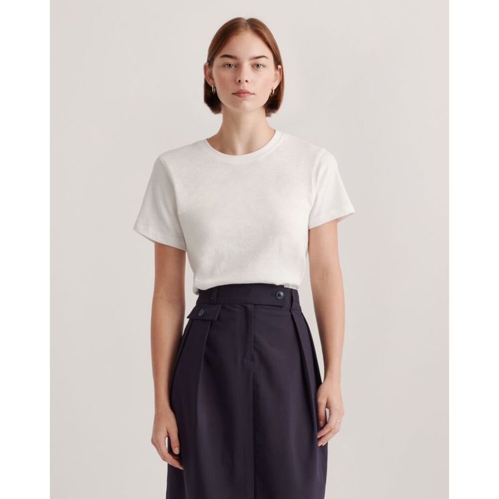 Quince Women's 100% Organic Cotton Slub Crewneck Tee White  XL